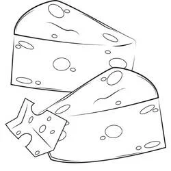 Dibujo de Queso en trozos con agujeros para colorear