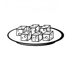 Dibujo de Cubos de queso en un plato para colorear