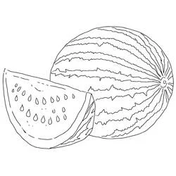 Dibujo de Sandía entera y una rebanada para colorear