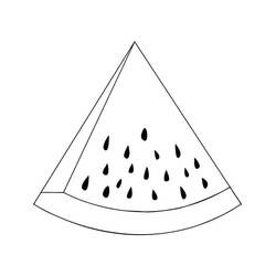 Dibujo de Sandía en rebanada con semillas para colorear