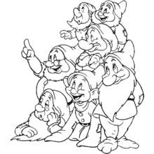 Dibujo de Los Siete Enanitos reunidos en grupo para colorear