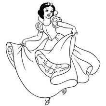 Dibujo de Blancanieves bailando con su vestido para colorear