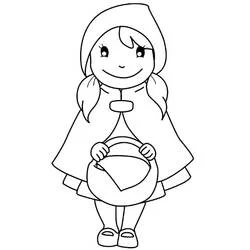 Dibujo de Caperucita Roja sosteniendo su cesta para colorear