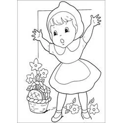 Dibujo de Caperucita Roja levantando los brazos sorprendida para colorear