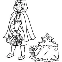 Dibujo de Caperucita Roja y el lobo escondido para colorear