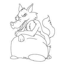 Dibujo de Lobo apoyado en una roca para colorear