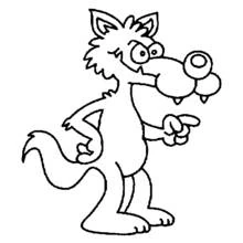 Dibujo de El Lobo señalando con una mirada traviesa para colorear