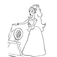 Dibujo de La Bella Durmiente tocando la rueca para colorear Dibujo de La Bella Durmiente tocando la rueca para colorear