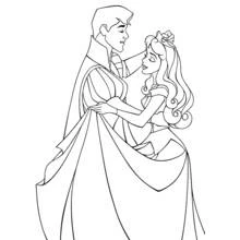 Dibujo de La Bella Durmiente bailando con el príncipe para colorear Dibujo de La Bella Durmiente bailando con el príncipe para colorear