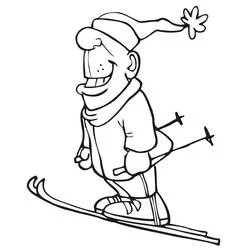 Dibujo de Esquiador con gran sonrisa para colorear