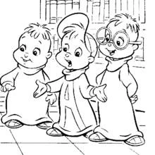 Dibujo de Alvin y the Chipmunks charlando juntos para colorear Dibujo de Alvin y the Chipmunks charlando juntos para colorear