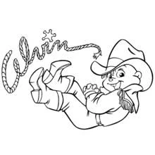 Dibujo de Alvin disfrazado de vaquero con un lazo para colorear Dibujo de Alvin disfrazado de vaquero con un lazo para colorear