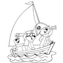 Dibujo de Alvin y the Chipmunks navegando en barco para colorear Dibujo de Alvin y the Chipmunks navegando en barco para colorear