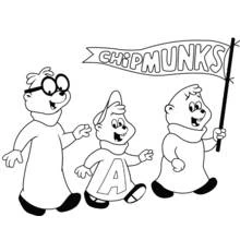 Dibujo de Alvin y the Chipmunks con una bandera para colorear Dibujo de Alvin y the Chipmunks con una bandera para colorear