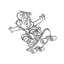 Dibujo de Alvin haciendo un truco de skateboard para colorear Dibujo de Alvin haciendo un truco de skateboard para colorear