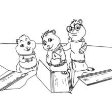 Dibujo de Alvin y the Chipmunks leyendo libros abiertos para colorear Dibujo de Alvin y the Chipmunks leyendo libros abiertos para colorear