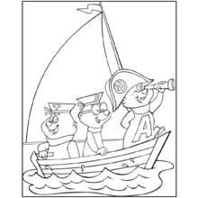 Dibujo de Alvin y the Chipmunks navegando en un barco para colorear Dibujo de Alvin y the Chipmunks navegando en un barco para colorear