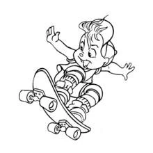 Dibujo de Alvin haciendo un truco de skate para colorear Dibujo de Alvin haciendo un truco de skate para colorear