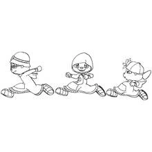 Dibujo de Alvin y the Chipmunks corriendo en fila para colorear Dibujo de Alvin y the Chipmunks corriendo en fila para colorear