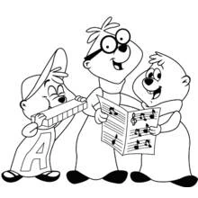 Dibujo de Alvin y the Chipmunks cantando juntos para colorear Dibujo de Alvin y the Chipmunks cantando juntos para colorear