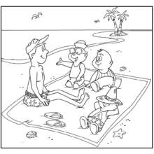 Dibujo de Alvin y the Chipmunks relajados en la playa para colorear Dibujo de Alvin y the Chipmunks relajados en la playa para colorear