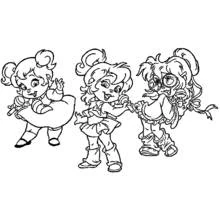 Dibujo de Las Chipettes cantando juntas para colorear Dibujo de Las Chipettes cantando juntas para colorear