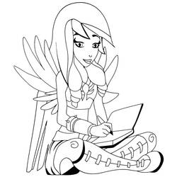 Dibujo de Amigos Ángeles chica escribiendo en un cuaderno para colorear Dibujo de Amigos Ángeles chica escribiendo en un cuaderno para colorear