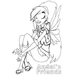 Dibujo de Amigos Ángeles hada sentada recogida para colorear Dibujo de Amigos Ángeles hada sentada recogida para colorear