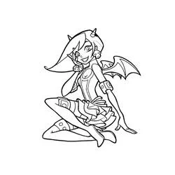 Dibujo de Amigos Ángeles chica demonio sentada con alas para colorear Dibujo de Amigos Ángeles chica demonio sentada con alas para colorear