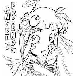 Dibujo de Amigos Ángeles chica con halo y cabello largo para colorear Dibujo de Amigos Ángeles chica con halo y cabello largo para colorear