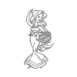Dibujo de Mujer con una cesta en vestido fluido para colorear