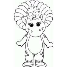 Dibujo de Baby Bop de pie con su gran melena rizada para colorear