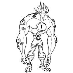 Dibujo de Ben 10 héroe alienígena cubierto de ojos para colorear