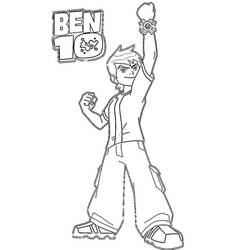 Dibujo de Ben 10 levantando el brazo con el Omnitrix para colorear