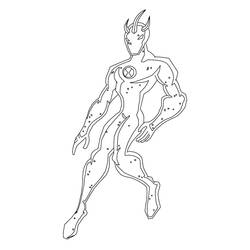 Dibujo de Ben 10 alienígena en pose de acción para colorear