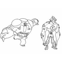 Dibujo de Ben 10 dos alienígenas uno junto al otro para colorear