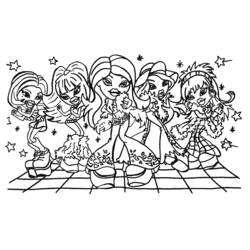 Dibujo de Bratz posando juntas para colorear Dibujo de Bratz posando juntas para colorear