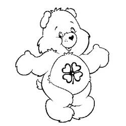 Dibujo de Care Bear con los brazos abiertos y un trébol en la barriga para colorear Dibujo de Care Bear con los brazos abiertos y un trébol en la barriga para colorear