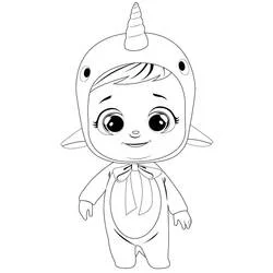 Dibujo de Narvie la narval con una gran sonrisa para colorear