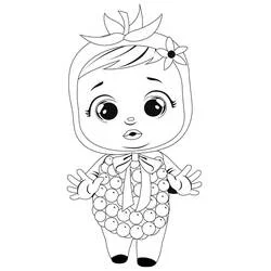 Dibujo de Raspberry de pie con un traje en forma de baya para colorear