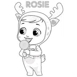 Dibujo de Rosie comiendo una piruleta con su disfraz de reno para colorear