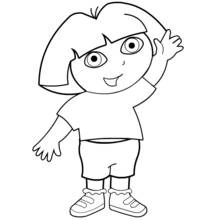 Dibujo de Dora la Exploradora saludando con la mano para colorear