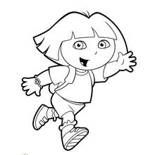 Dibujo de Dora la Exploradora corriendo alegremente para colorear