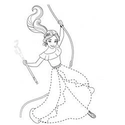Dibujo de Elena de Ávalor balanceándose en una cuerda para colorear