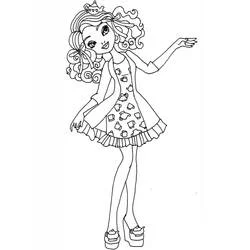 Dibujo de Madeline Hatter en su vestido caprichoso para colorear
