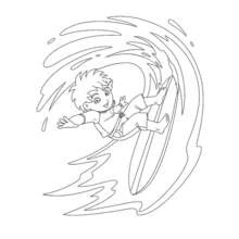 Dibujo de Diego surfeando una gran ola para colorear
