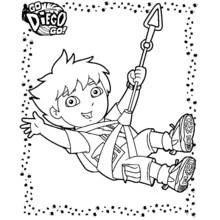 Dibujo de Diego balanceándose en una tirolina para colorear