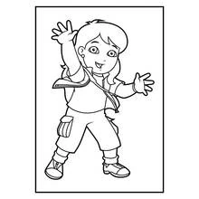 Dibujo de Diego saludando con ambas manos para colorear