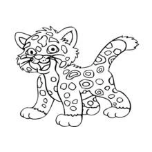 Dibujo de Baby Jaguar caminando y sonriendo para colorear