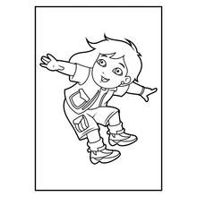 Dibujo de Diego saltando con los brazos abiertos para colorear